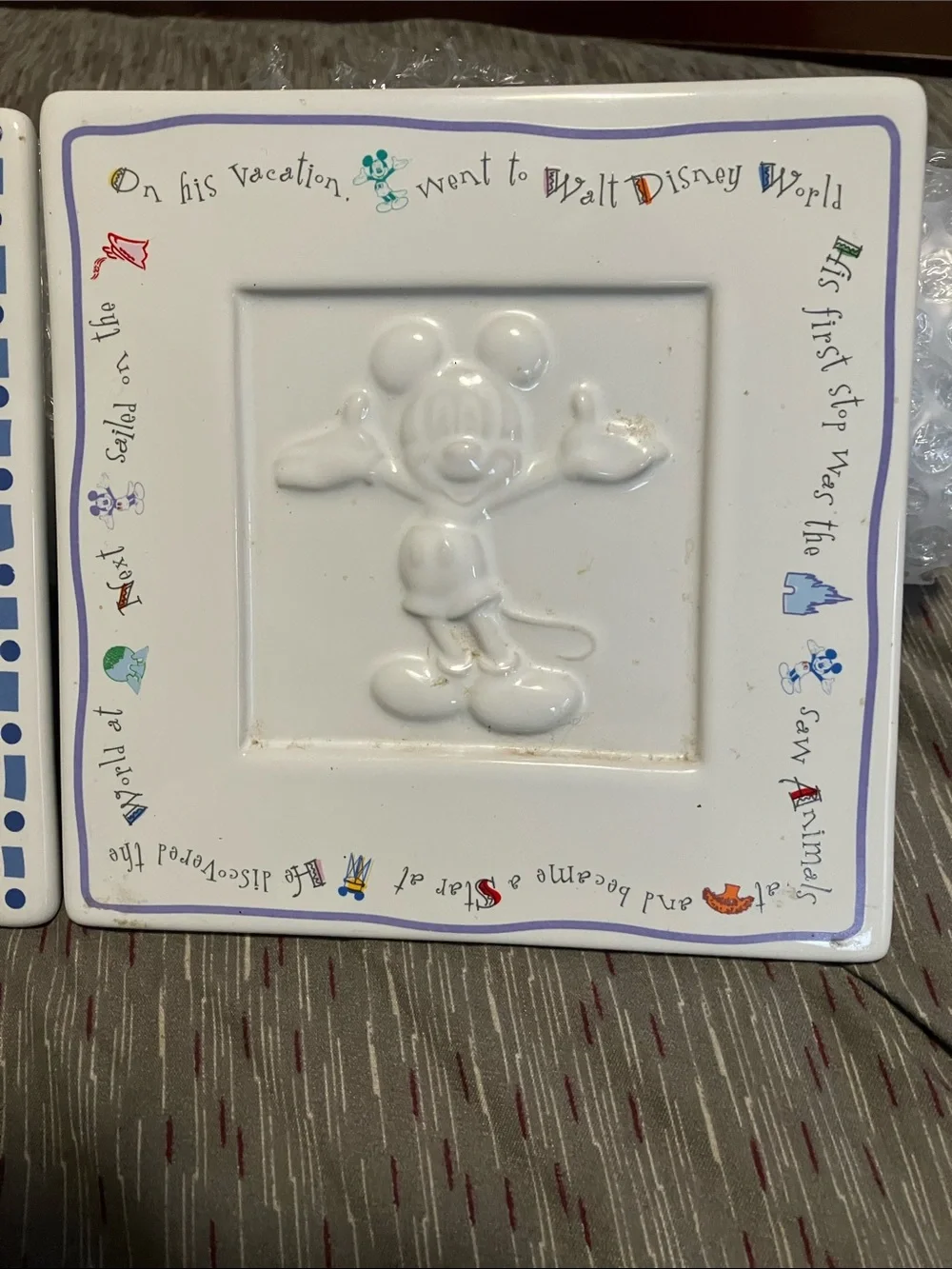 Vintage Set Of Disney Porcelain Embossed Mickey Mouse Trivets